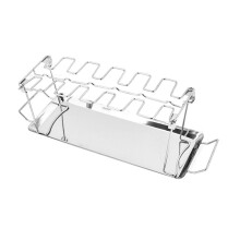Chicken Leg Rack Non-Stick BBQ Grilling Steel Rack with 12 Slots and Tray for Roasting Chicken Legs and Wings