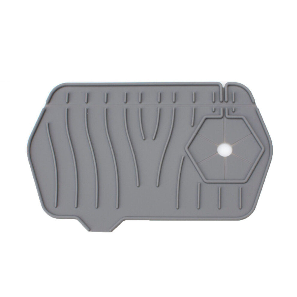 Foldable Silicone Faucet Splash Guard 24.5x15.4cm Non-Slip Handle Tray Gray-image-OPC-PKDNNDF-NEW