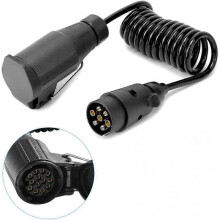 Trailer Extension Cord, 2M Trailer Cord, 7-7 Pin Spiral Extension Cord, 12V Adapter Cable, Trailer Extension Cord for Car Trailers, Caravans, Trucks,