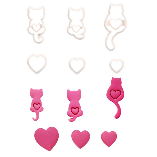 6 Pieces Small Cats Clay Cutter Set Accessory for Handmade