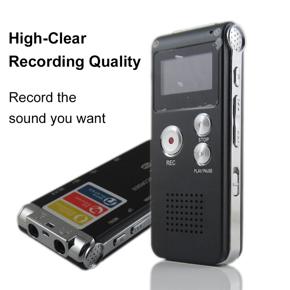 Portable Digital Voice Recorder 8Gb/16Gb/32Gb With Playback, Microphone Black 8791348238652
