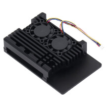 Aluminium-Kühlkörper mit zwei 5V-Lüftern für RasPi 5B, Metallkühler