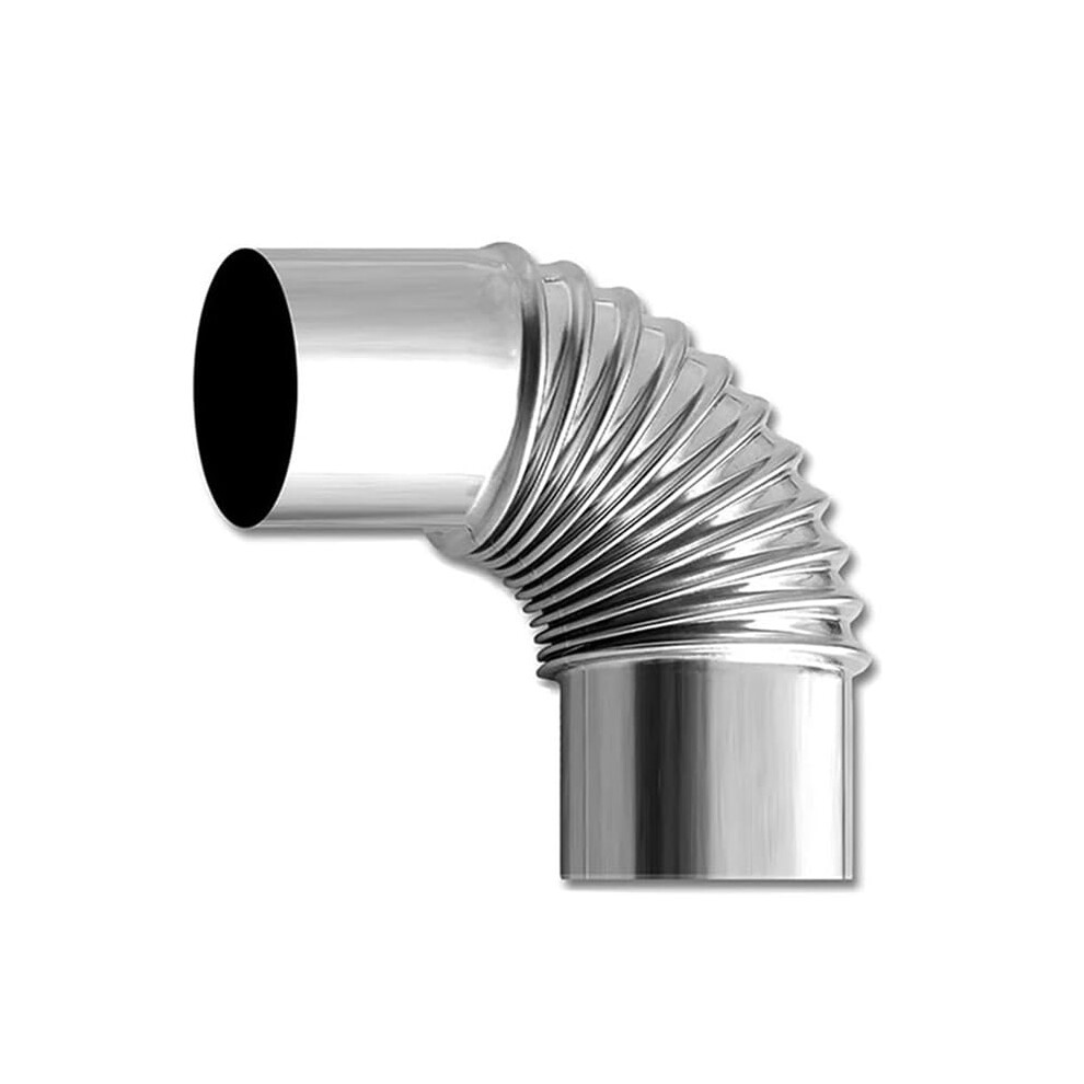 Stainless Steel 90-Degree Elbow Pipe, 75Mm Corrugated Chimney Elbow For Water Heater Exhaust, 1-Piece 9084446816013