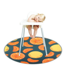 Baby Splat Floor Mat 130cm Waterproof Anti-Slip High Chair Splash Mat for Feeding Weaning Arts Crafts Tangerine Fruit
