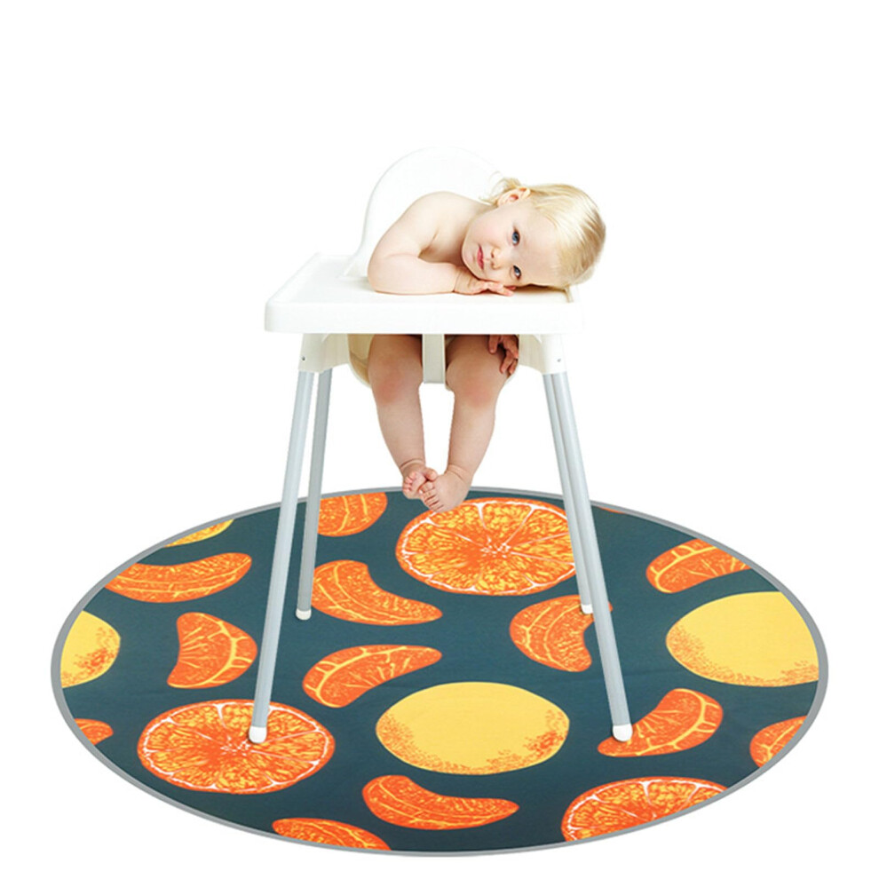 Baby Splat Floor Mat 130cm Waterproof Anti-Slip High Chair Splash Mat for Feeding Weaning Arts Crafts Tangerine Fruit