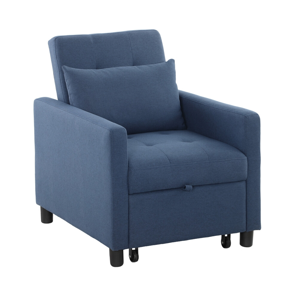 Blue 3-in-1 Convertible Chair Bed â Lounge Sleeper with Adjustable Backrest Pillow & Footrest for Stylish Living Spaces-image-OPC-PKDP6SQ-NEW