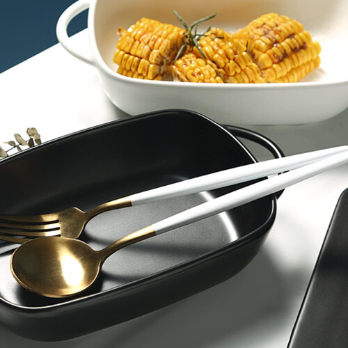 Baking Oven Dish Ceramic Bakeware, 2-Piece Rectangle Lasagna Baking Pans for Cake and Dinner, Color C 2