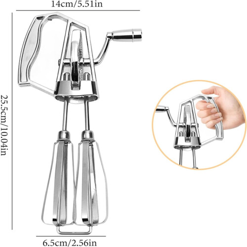 Hand Crank Eggs Beater with Double Heads Eggs Whisk Efficient 2