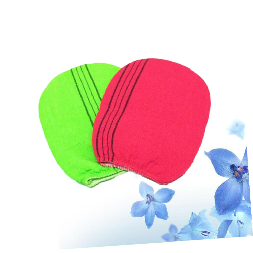 Exfoliating Bath Gloves 2pcs Set Unisex Textured Rayon Shower Mitts for Deep Cleansing and Dead Skin Removal Random Color