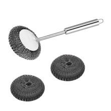 Stainless Steel Scrubber Set Long Handle Scrubbing Brushes for