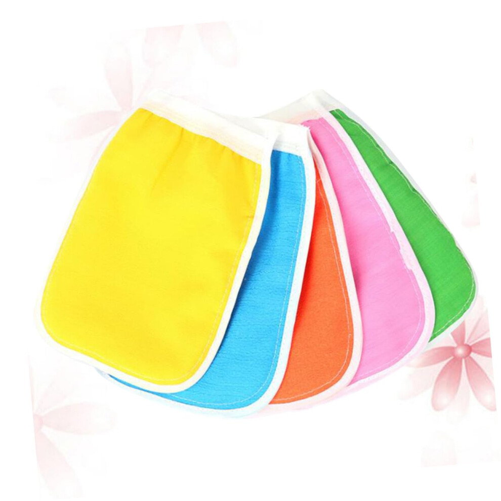 Exfoliating Gloves 5pcs Set for Deep Scrubbing Bathing Mitts in Random Colors for Spa and Shower Use