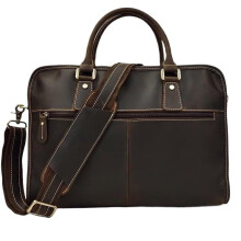Men's Leather Briefcase 15-Inch Vintage Commuter Tote Shoulder Crossbody Bag for Laptop and Business Use