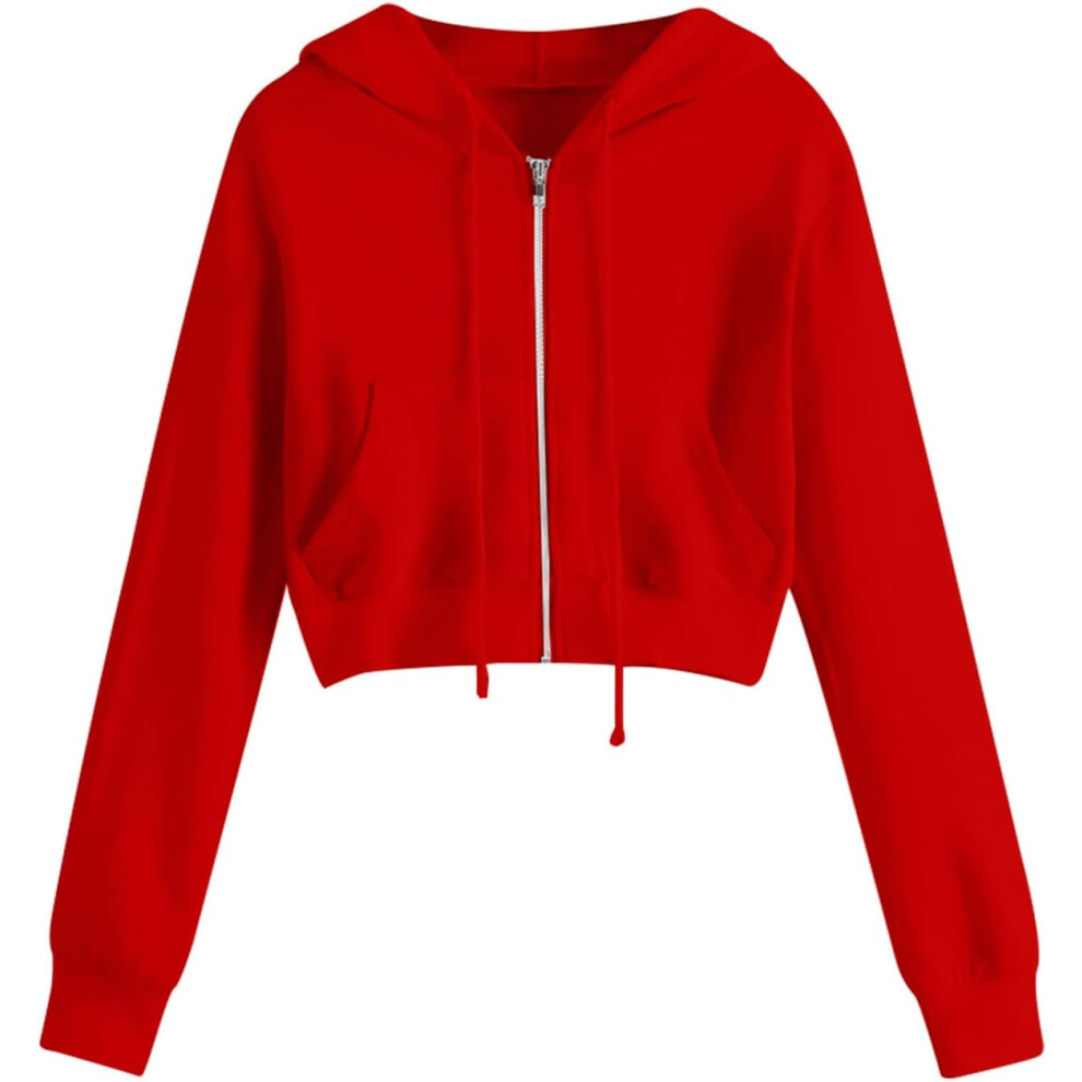 (XXL, 03 Red) Hoodies for Women UK Clearance Womens Casual Sweatshirts Zip Up Hoodie Teen Girl Spring Fall Casual Drawstring Long Sleeve Sweatshirt Ja-image-OPC-PKDPHQN-NEW