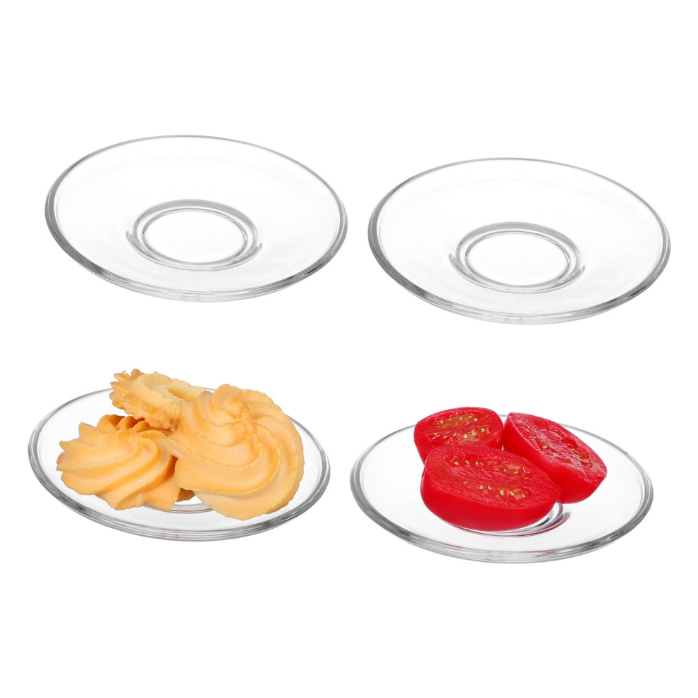 4pcs Glass Saucers Decorative Plates for Coffee and Tea, Round Transparent Snack Dishes for Home Kitchen Tableware-image-OPC-PKDPQGQ-NEW