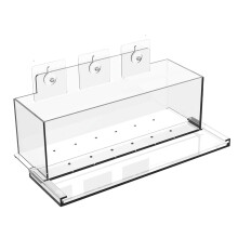 Suction Cup Window Box Planter 12 Inch Rectangle Clear Acrylic Pot with Drainage Holes for Indoor Succulents and Cacti