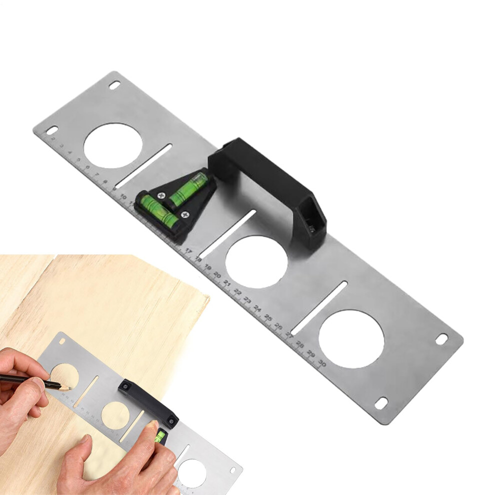 Stainless Steel Ruler With Hole Measuring Features - Slotted Wire Drawing Tool For Accurate Leveling And Measurement 6038364251770