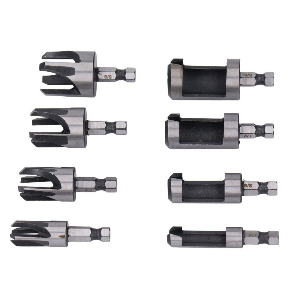 Wood Drill Bit Set 8Pcs Hex Shank Tapered & Claw Cork Bits For Woodwork 4611348315211