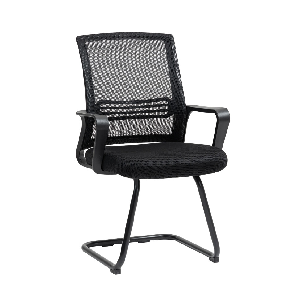 Ergonomic Office Desk Chair No Wheels Black Padded Sled Base for Home Conference Room Reception Waiting Area-image-OPC-PKDPTK2-NEW