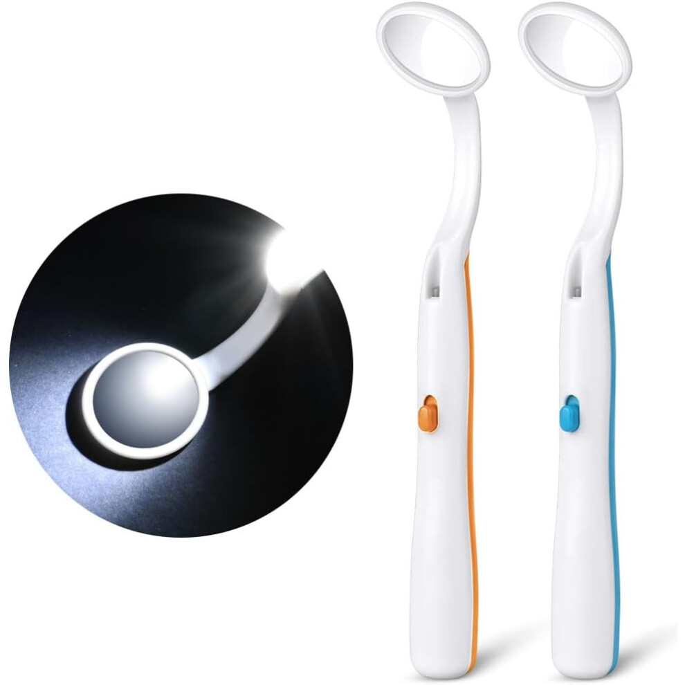 Blue/Orange/Light ( ) Dental Mirror With 2Pcs Dental Teeth Mirror, Anti Fo Mouth Tooth Mirror, Dental Inspection Mirror With Led For Oral Dental