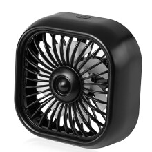 Rotatable Car Auto Air Fan with Strong 3 Speed Settings, Colorful LED Light, USB Powered, Black Cooling Fan