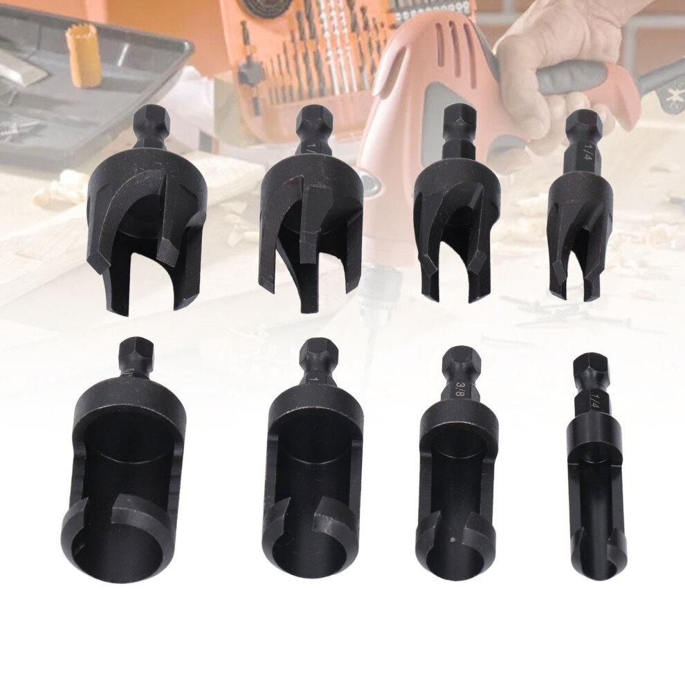8-Piece Carbon Steel Wood Hole Drill Bit Set 1/4-5/8 in Black-image-OPC-PKDQ8GS-NEW