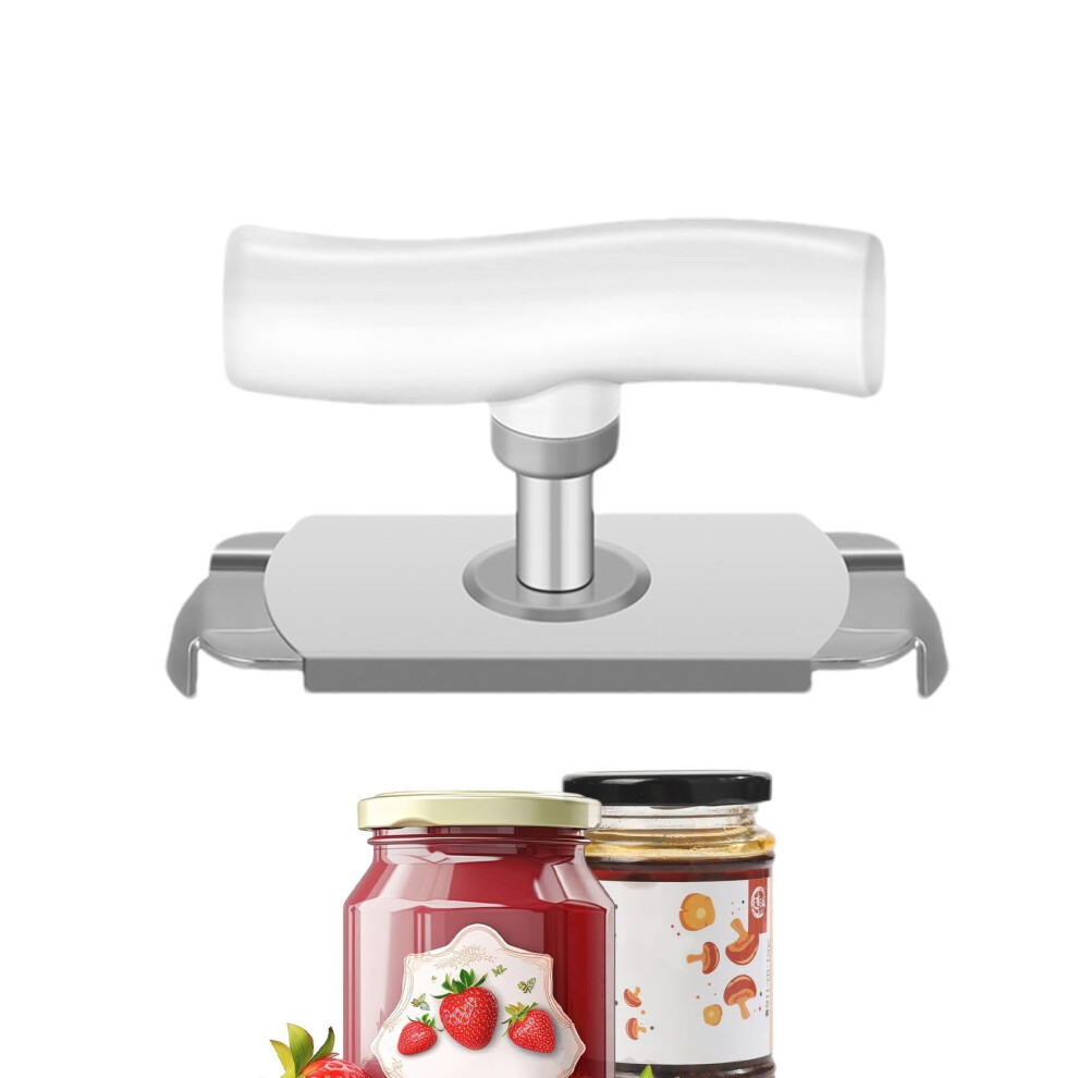 Adjustable Jar Opener for Weak Hands - White Glass Gripper, Fixed Lid Opener, Multifunctional Kitchen Tool