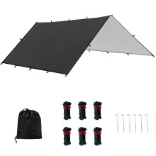 Tent Tarpaulin Waterproof Rain Cover 120 X 115 Inches | Black Camping Shelter with Carry Bag for Hiking and Outdoor Activities