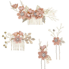 4pcs Bridal Hair Combs Hairpins Bridal Wedding Hair Accessories Artificial Flower Headpieces