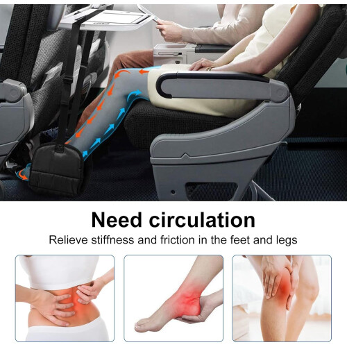 Aeroplane Footrest, Foot Hammock with Memory Foam, Portable, Adjustable, Black 2