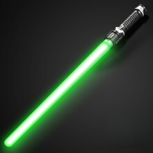 (Green) Extendable & Retractable Lightsaber with Glowing Green Blade, Hilt with Grip & Detachable Blade,Replica for Role
