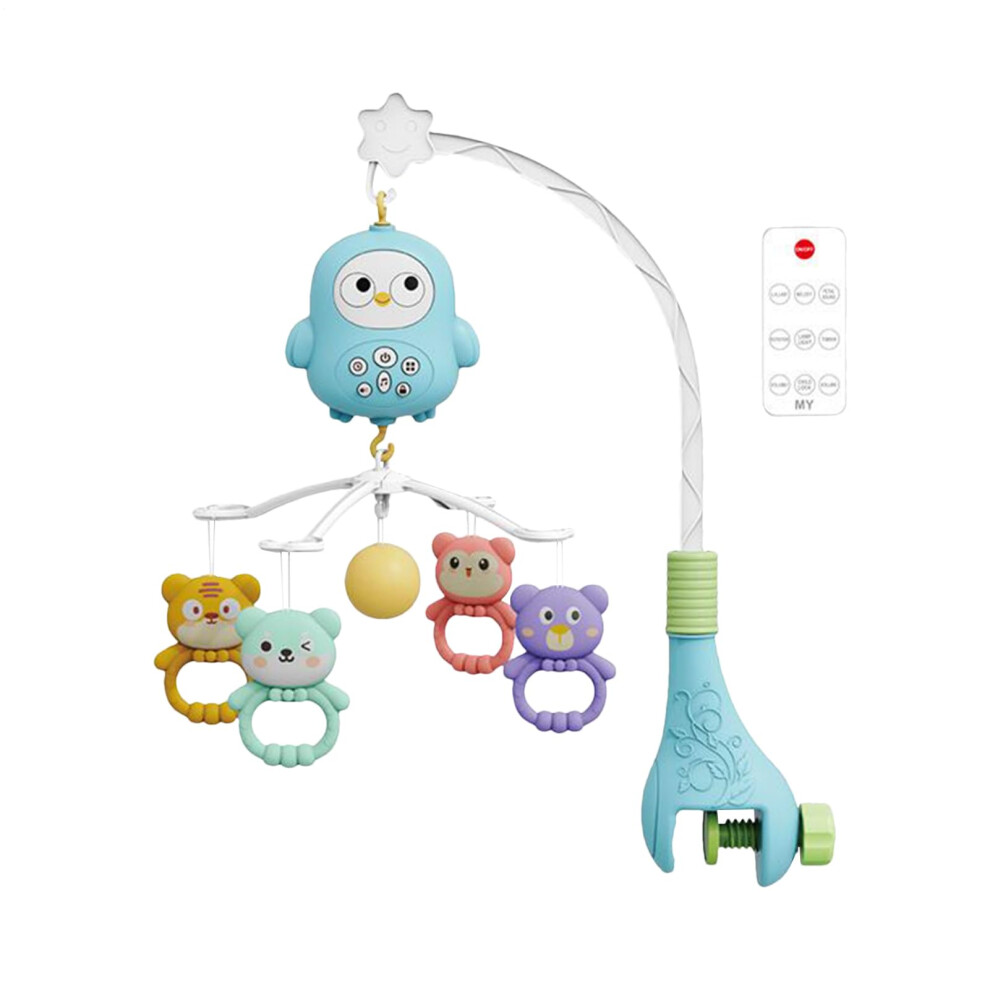 Baby Musical Crib Mobile for Bassinets, Portable Blue Bed Bell Toys for Nursery and Playpen, Adjustable Hanging Design