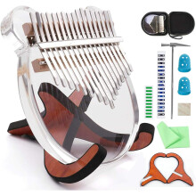 17 Keys Crystal Clear Thumb Piano with EVA Bag & Wooden Stand,Eidoct Kalimba Finger Piano Thumb Instrument,Musical Gifts for Kids Adult Beginners