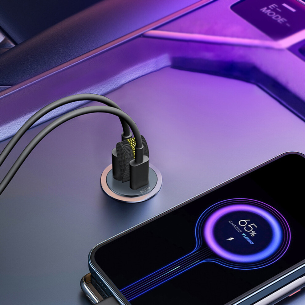 Dual Port QC3.0+PD30W Car Charger Adapter 12-24V Black Compact-image-OPC-PKDQZK7-NEW