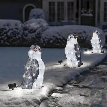 30cm 3pc Light-up Penguin Christmas Outdoor Decorations With Led Garden Lights