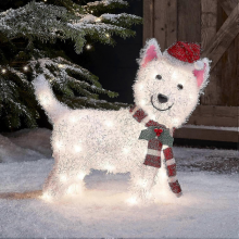 Outdoor Christmas Light Up Westie Dog Figurine Garden Decoration