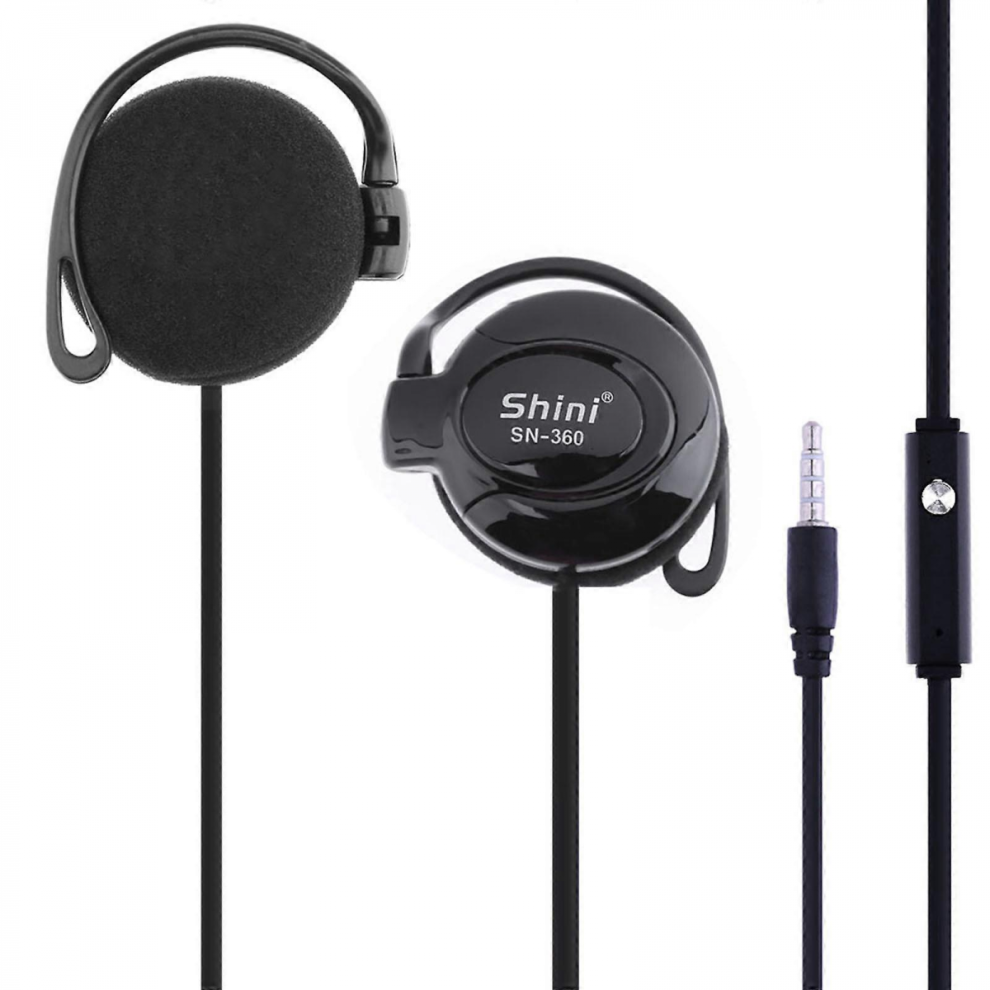 (Black)Shini Sn-360 Ear Hook Headsets 3.5Mm Wired Stereo Earphone Game Sports Headphone With For Phone Headset Black 6942442577365