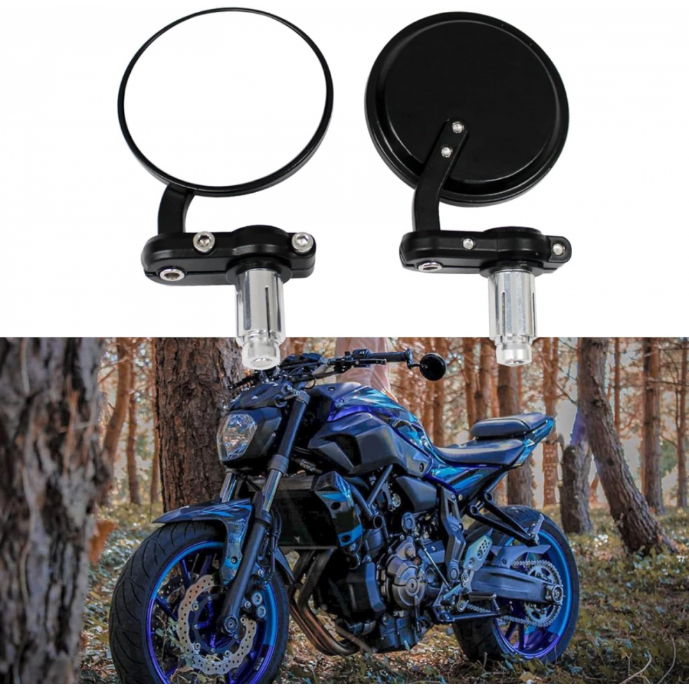 Motorcycle Handle Bar End Mirrors, Universal CNC Foldable 7/8" Round Rearview Side, Compatible with Harley Davidson, Honda, Kawasa-image-OPC-PKDQX5S-NEW