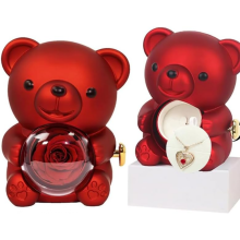Preserved Red Real Rose & Cute Red Bear Box, Mothers Day Rose Gifts for Mom, Birthday Gifts for Women, Mom Gift from Daughter