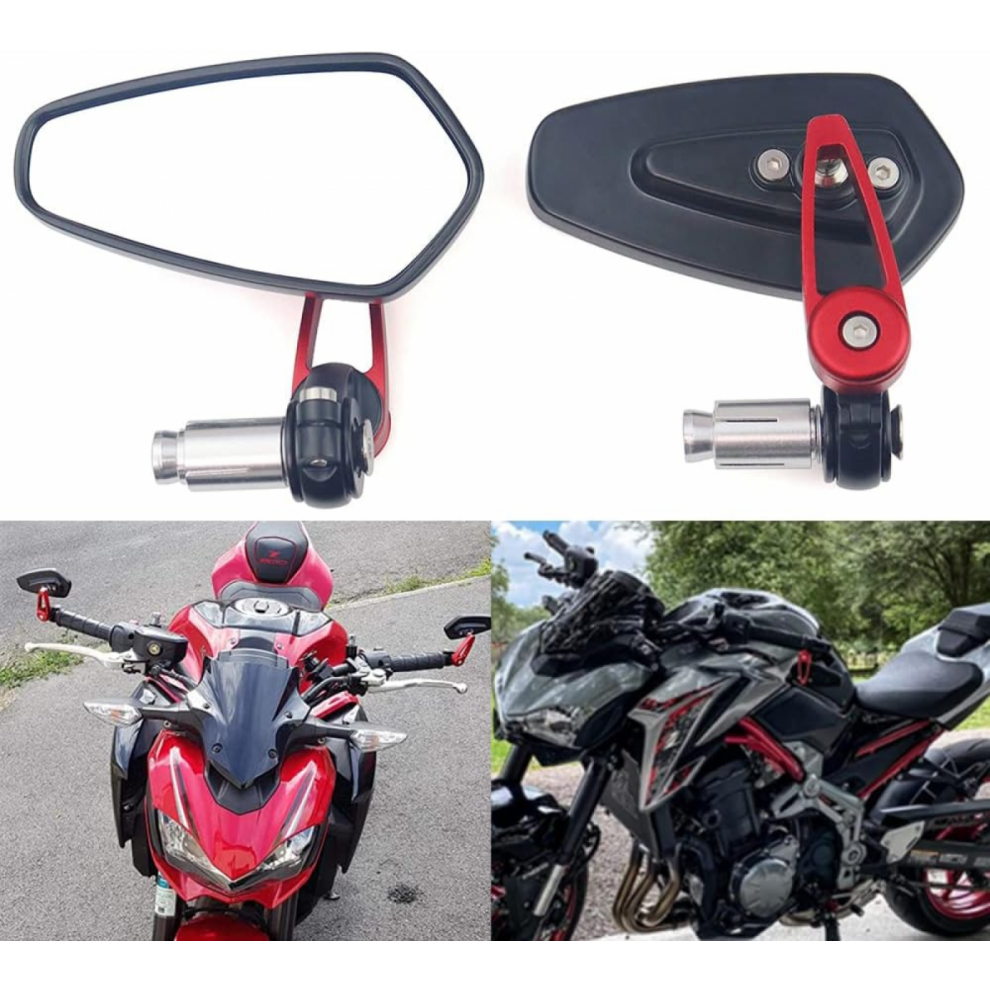 Universal 7/8" Handle Bar End Side Rearview Mirrors, Compatible with Racing Sports Bike Scooter Honda Yamaha (22mm)-image-OPC-PKDQX9Q-NEW