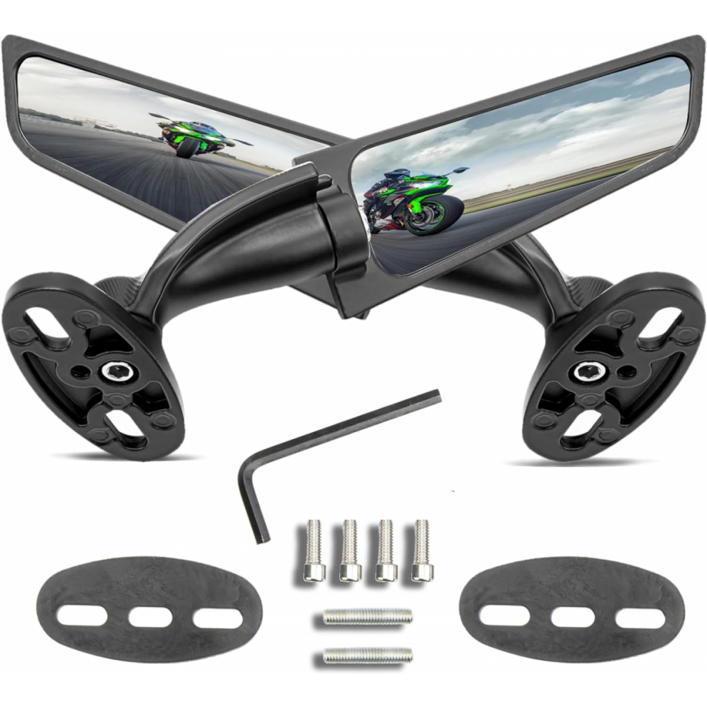 Latest Motorcycle Wing Mirrors, Compatible With Ninja 400, Honda, Yamaha, Kawasaki, Suzuki, Motorcycle Rearview Mirrors W/Adjustab 6942442580563