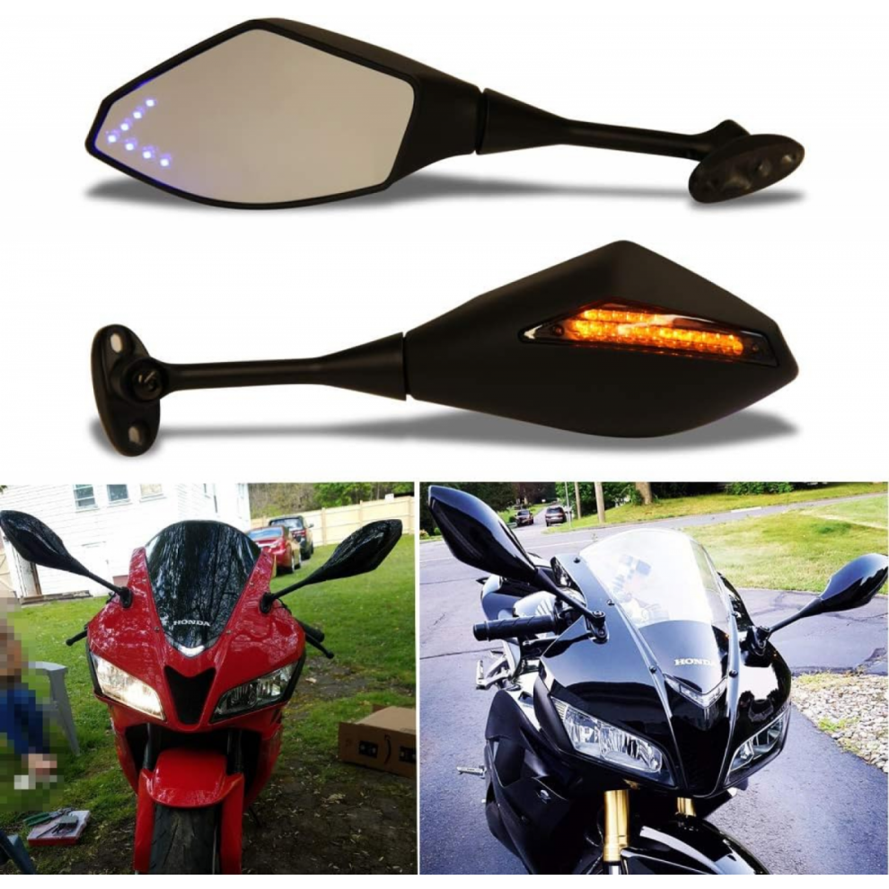 Motorcycle Rearview Side Mirrors With Led Turn Signal, Compatible With Honda Cbr 1000Rr 600Rr 250R, Suzuki Gsxr600 Gsxr750 6942442581089