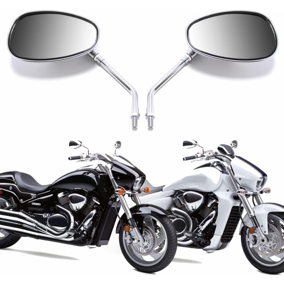 Chrome Motorcycle Handlebar Rearview Side Mirrors, 10Mm, For Sports Bike, Cruiser, Chopper, Dirt Bike, Scooter 6942442581232