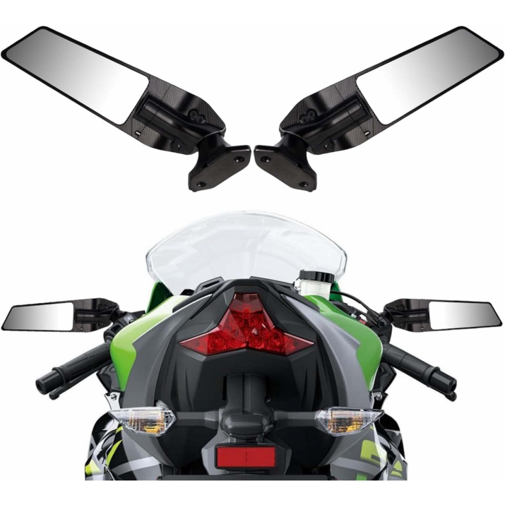 Motorcycle Rear View Mirrors - Wind Wing, Adjustable Rotating Side Mirrors For Kawasaki Ninja 400, Ninja 650, Zx6r, Zx-636, Zx10r 6942442581577