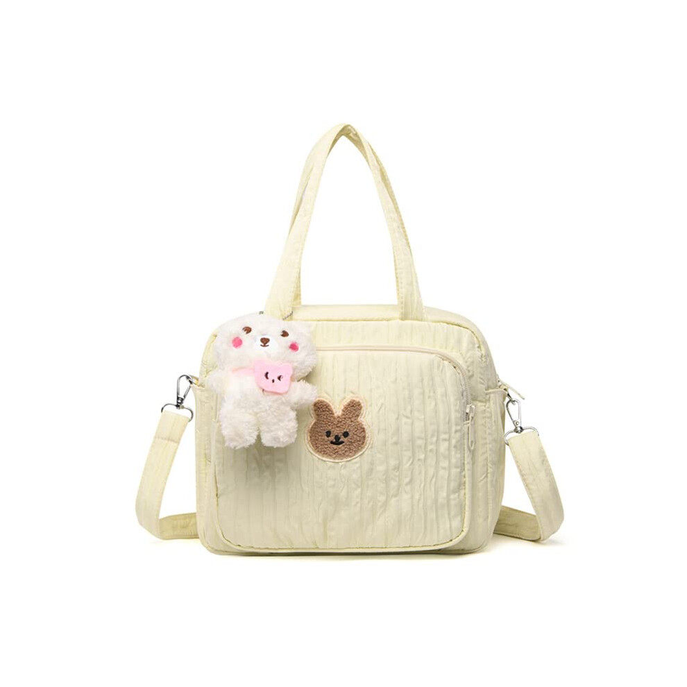 Kawaii Diaper Tote Bag Large Capacity Crossbody Travel Bag For Mothers, Plush Shopping And Storage Bag Yellow