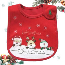 Baby Christmas Bib, Cotton Toddler Bib for Drooling and Teething, U-Shape Holiday Bib for Infants and Toddlers