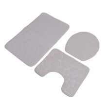 3pcs U-Shape Contoured Toilet Rugs Set Bath Mat Water Absorbent Non-Slip White