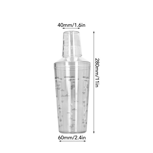 Shaker da cocktail trasparente resistente agli urti 530 ml 1