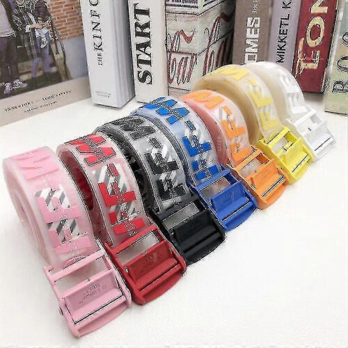 Clear Three Dimensional Alphabet Off White-plastic Belt Pvc Hip-hop Belt 2