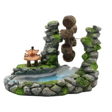Fishtanks Decorative Waterwheel Figurine with Stream Craft