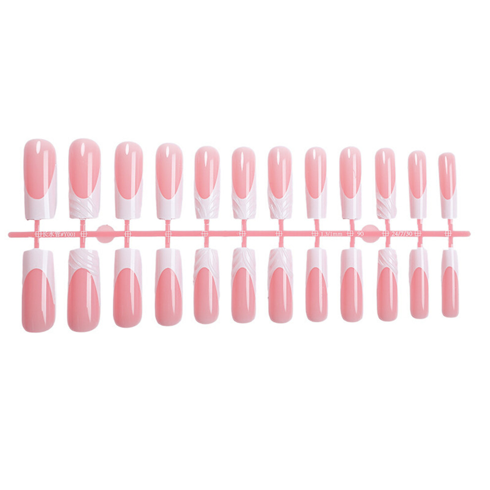 24 Pieces French Style Press On Nail Glossy Artificial Nail for